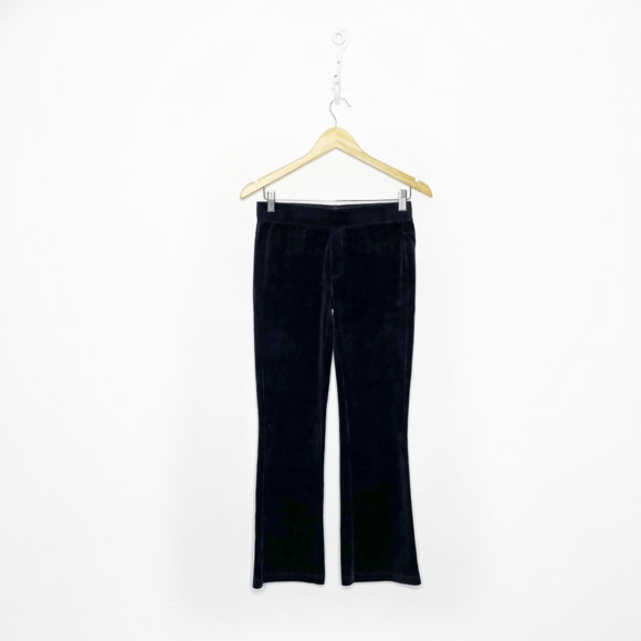 Pam & Gela Flare Crop Pant velour black pull on mid risk y2k 00s womens XS - Picture 1 of 6